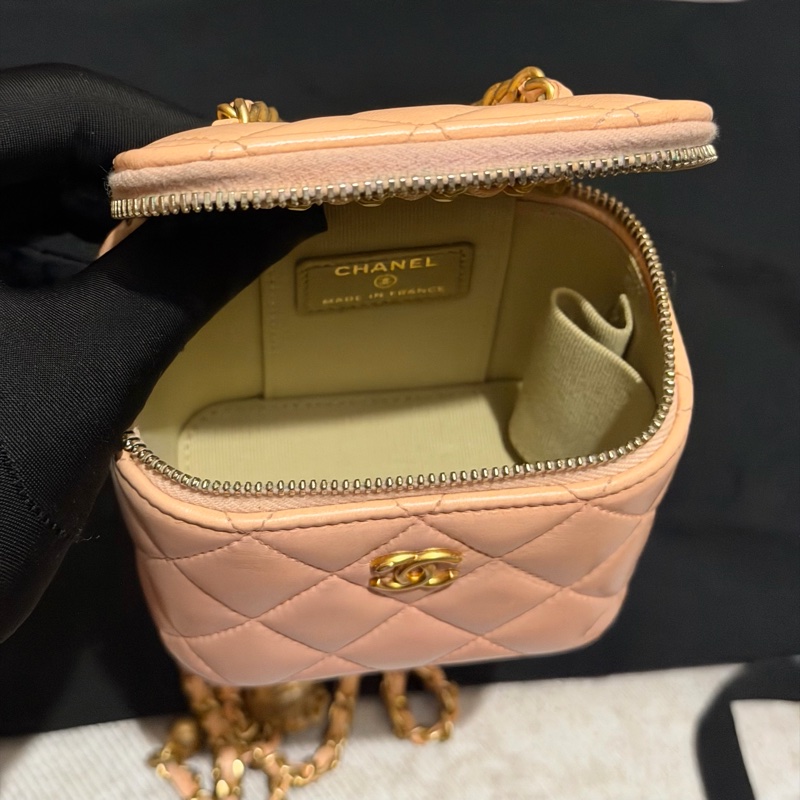 【96新 ✨ 全網最低價!】Chanel 香奈兒 裸粉色 羊皮 金球 小盒子 化妝盒 (大全套可送禮❗️)-15