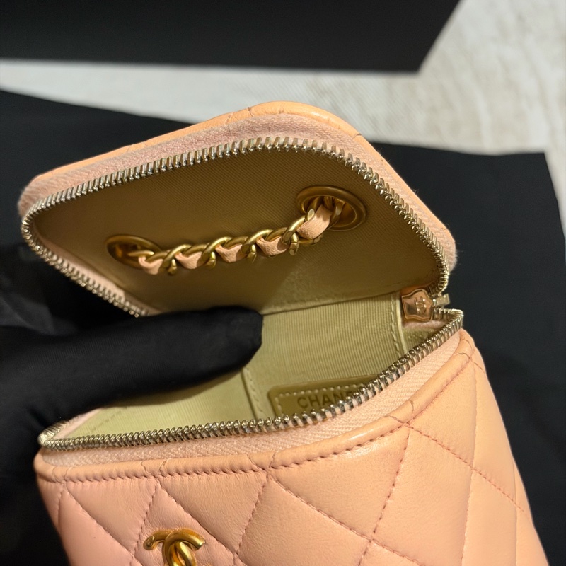 【96新 ✨ 全網最低價!】Chanel 香奈兒 裸粉色 羊皮 金球 小盒子 化妝盒 (大全套可送禮❗️)-16