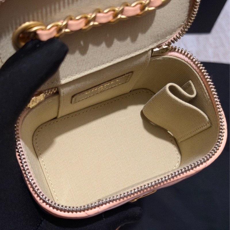 【96新 ✨ 全網最低價!】Chanel 香奈兒 裸粉色 羊皮 金球 小盒子 化妝盒 (大全套可送禮❗️)-18