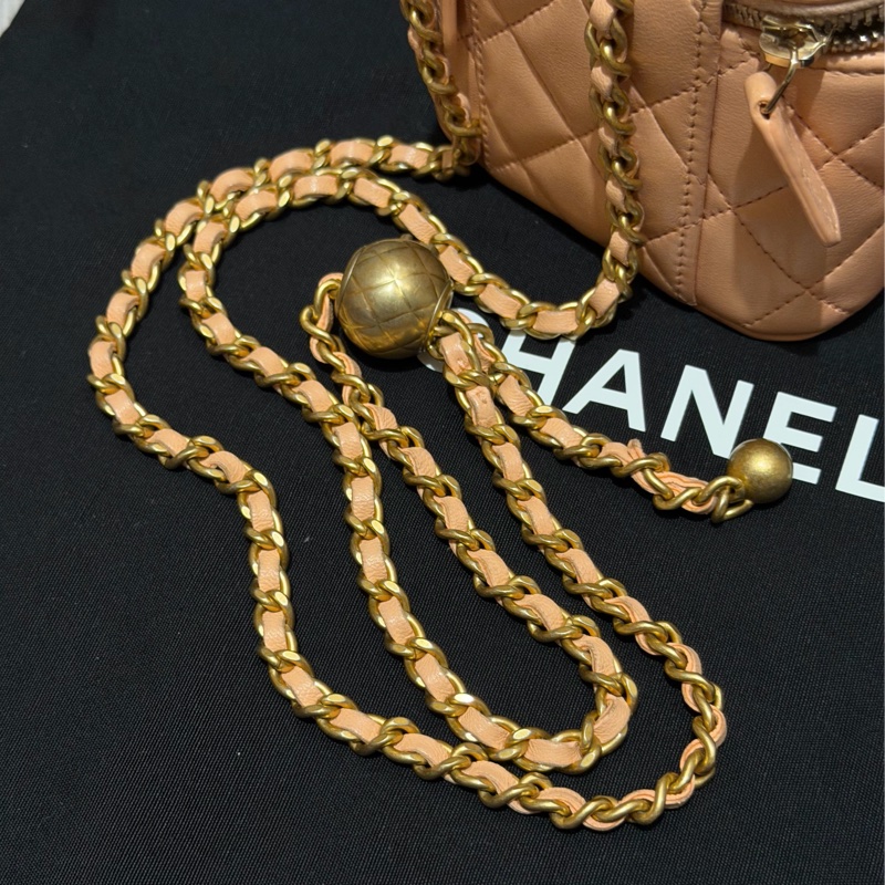 【96新 ✨ 全網最低價!】Chanel 香奈兒 裸粉色 羊皮 金球 小盒子 化妝盒 (大全套可送禮❗️)-22