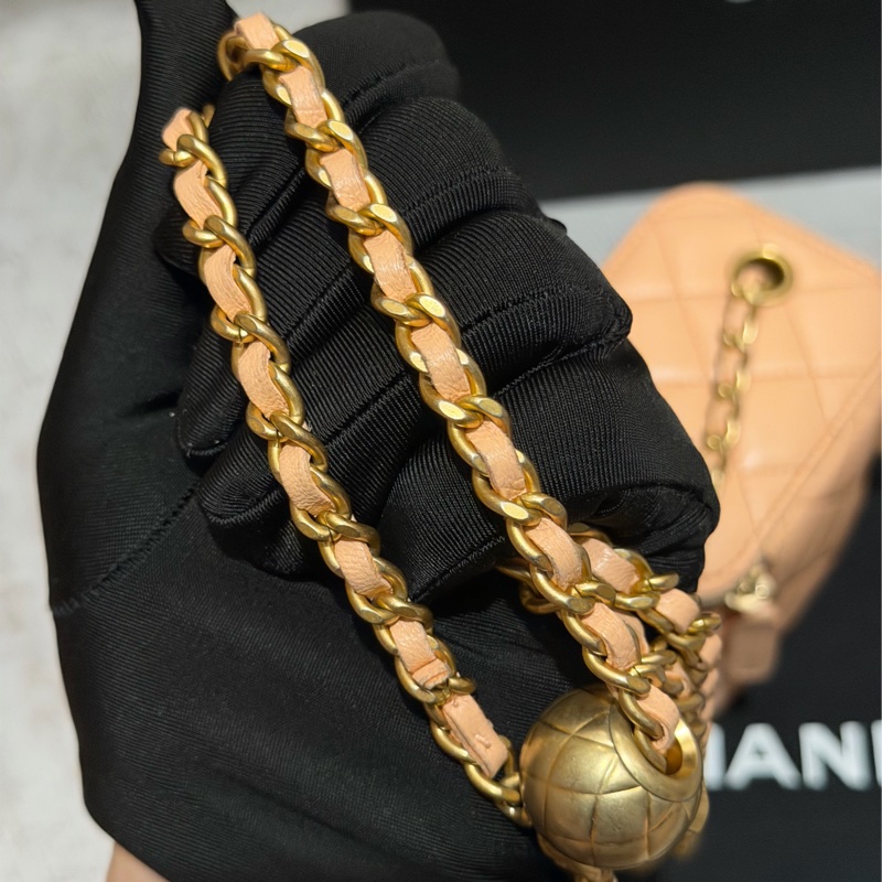 【96新 ✨ 全網最低價!】Chanel 香奈兒 裸粉色 羊皮 金球 小盒子 化妝盒 (大全套可送禮❗️)-27