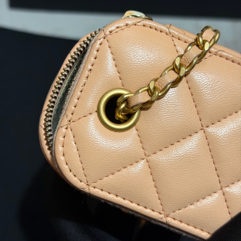 【96新 ✨ 全網最低價!】Chanel 香奈兒 裸粉色 羊皮 金球 小盒子 化妝盒 (大全套可送禮❗️)-28