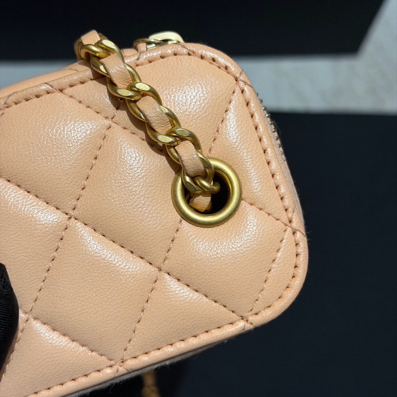 【96新 ✨ 全網最低價!】Chanel 香奈兒 裸粉色 羊皮 金球 小盒子 化妝盒 (大全套可送禮❗️)-29