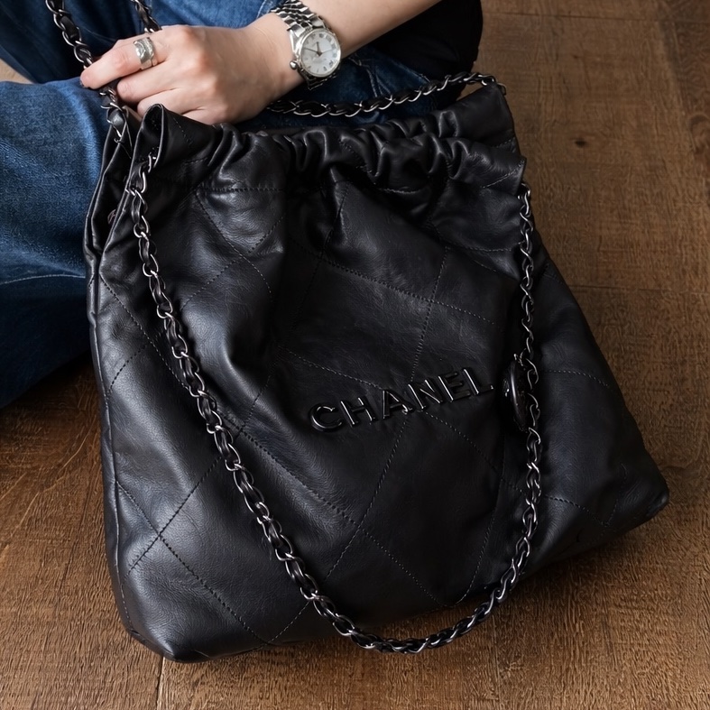 CHANEL香奈兒22bag SoBlack小號 芯片款 24年閒置-3