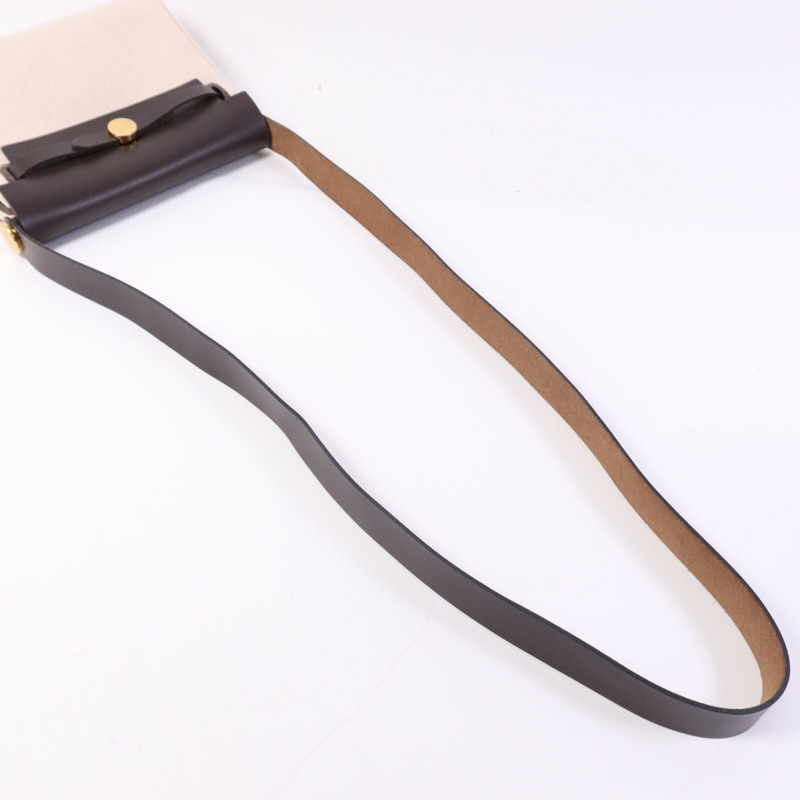HERMES 帆布/Hunter皮革Mini Herbag金扣肩背袋Chocolat-8