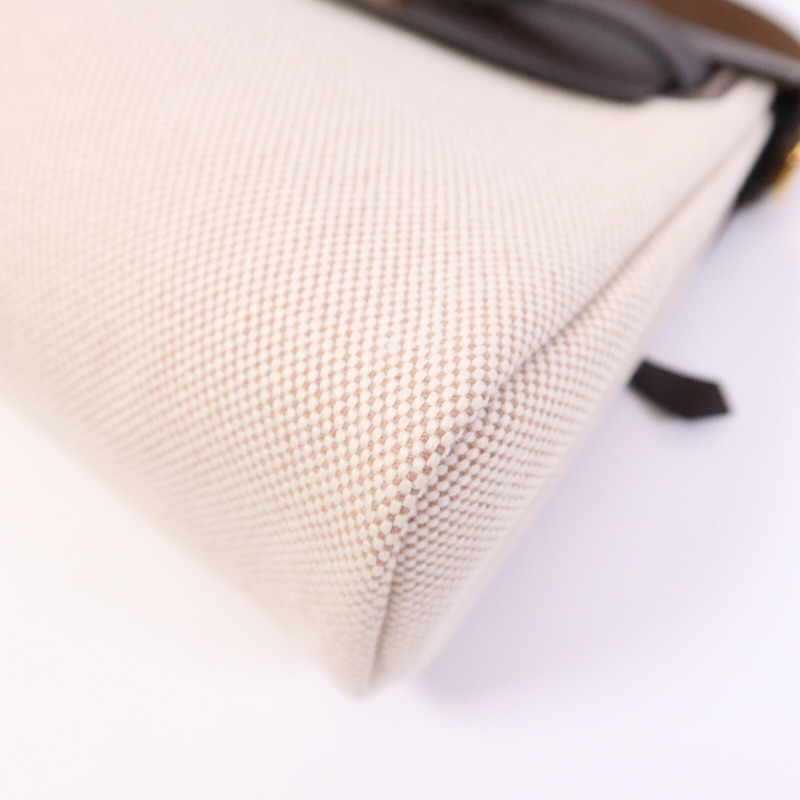 HERMES 帆布/Hunter皮革Mini Herbag金扣肩背袋Chocolat-10