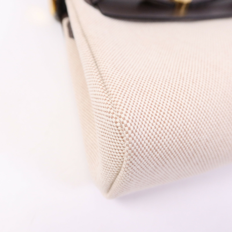 HERMES 帆布/Hunter皮革Mini Herbag金扣肩背袋Chocolat-11
