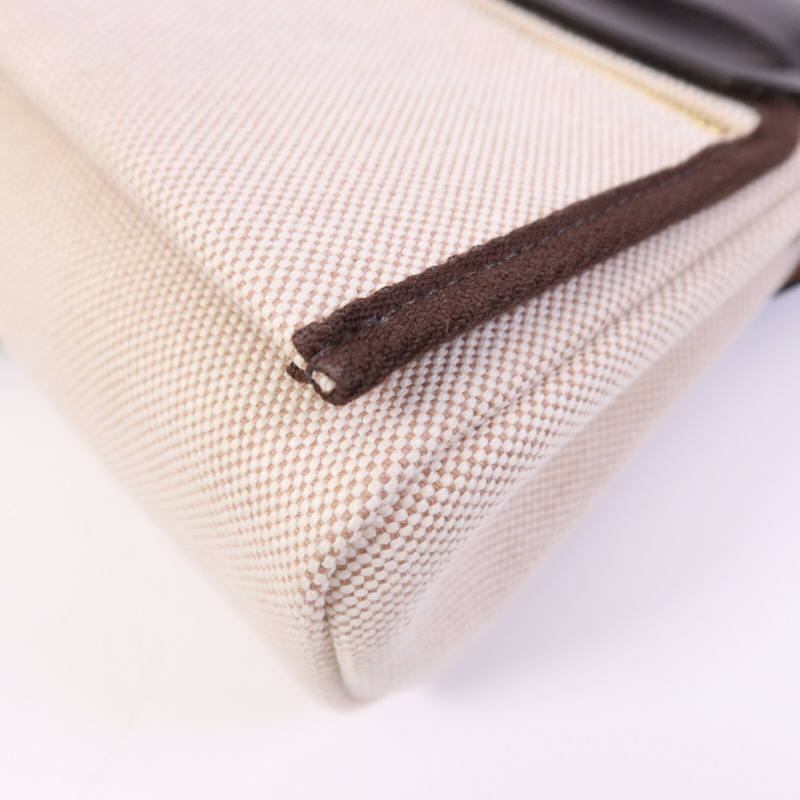 HERMES 帆布/Hunter皮革Mini Herbag金扣肩背袋Chocolat-12