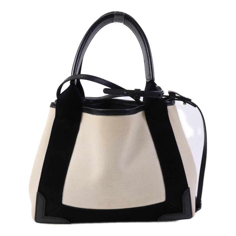 BALENCIAGA 帆布/牛皮皮革Tote Bag銀扣手挽肩背兩用袋-1
