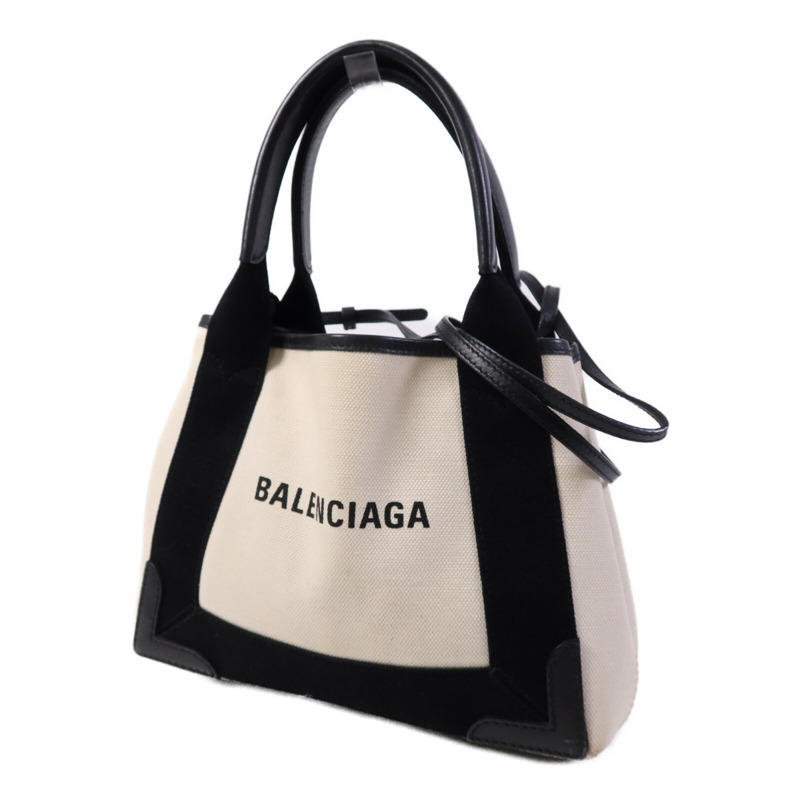BALENCIAGA 帆布/牛皮皮革Tote Bag銀扣手挽肩背兩用袋-2