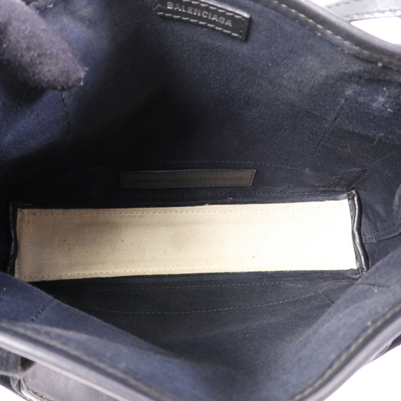 BALENCIAGA 帆布/牛皮皮革Tote Bag銀扣手挽肩背兩用袋-4