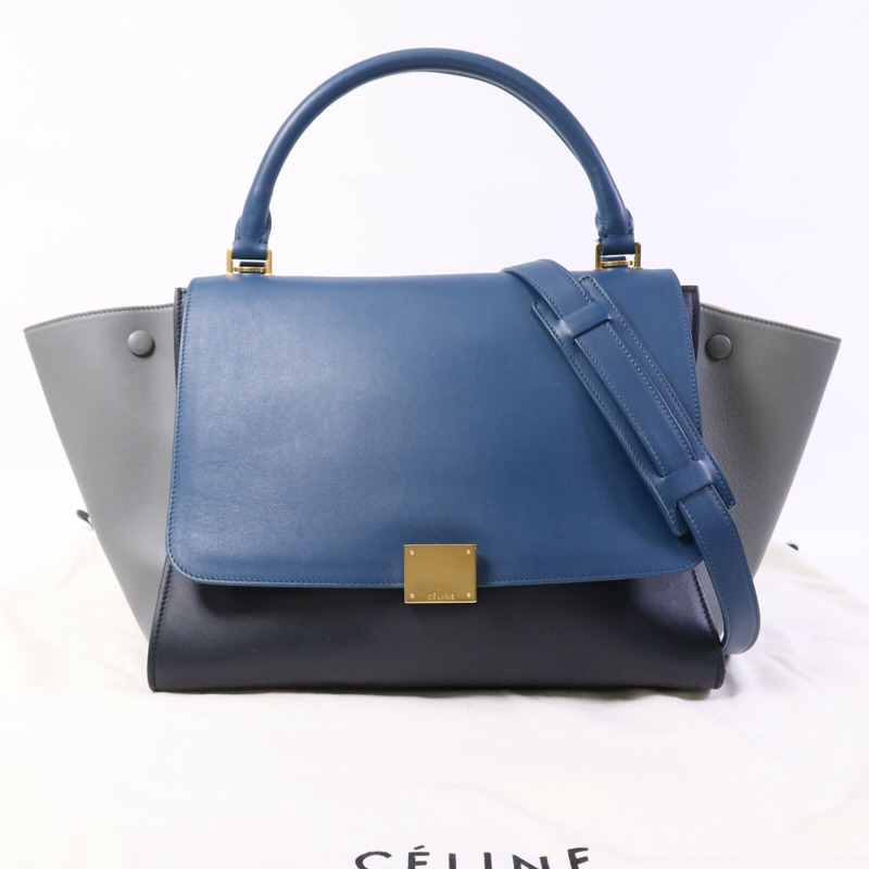 CELINE 牛皮皮革Trapeze金扣手挽肩背兩用袋-9