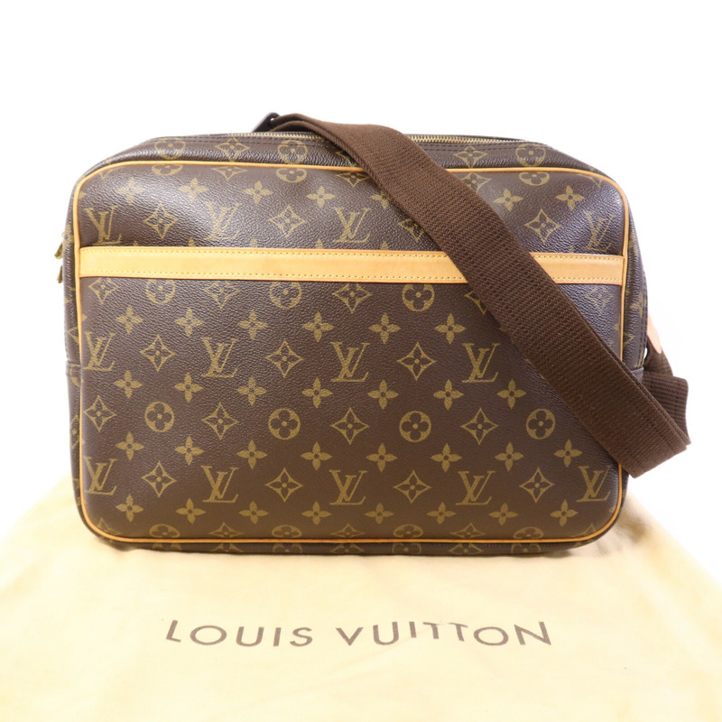 LOUIS VUITTON Monogram Reporter GM金扣肩背袋-10