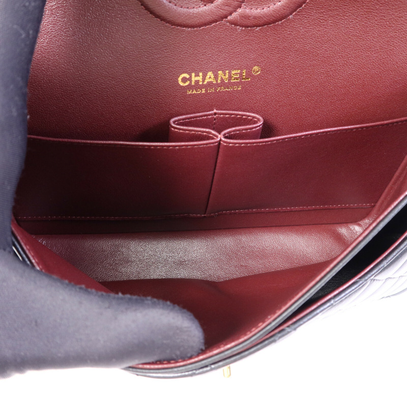 CHANEL 羊皮皮革Classic 25金扣鏈帶肩背袋-4