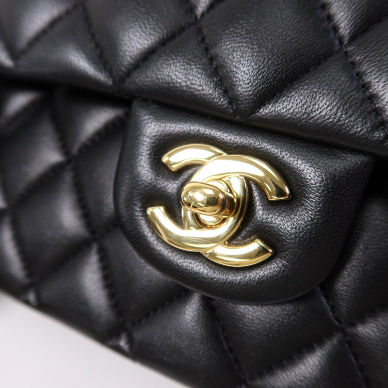 CHANEL 羊皮皮革Classic 25金扣鏈帶肩背袋-6