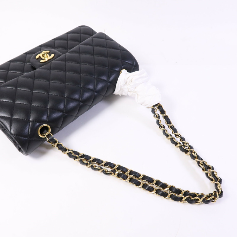 CHANEL 羊皮皮革Classic 25金扣鏈帶肩背袋-8
