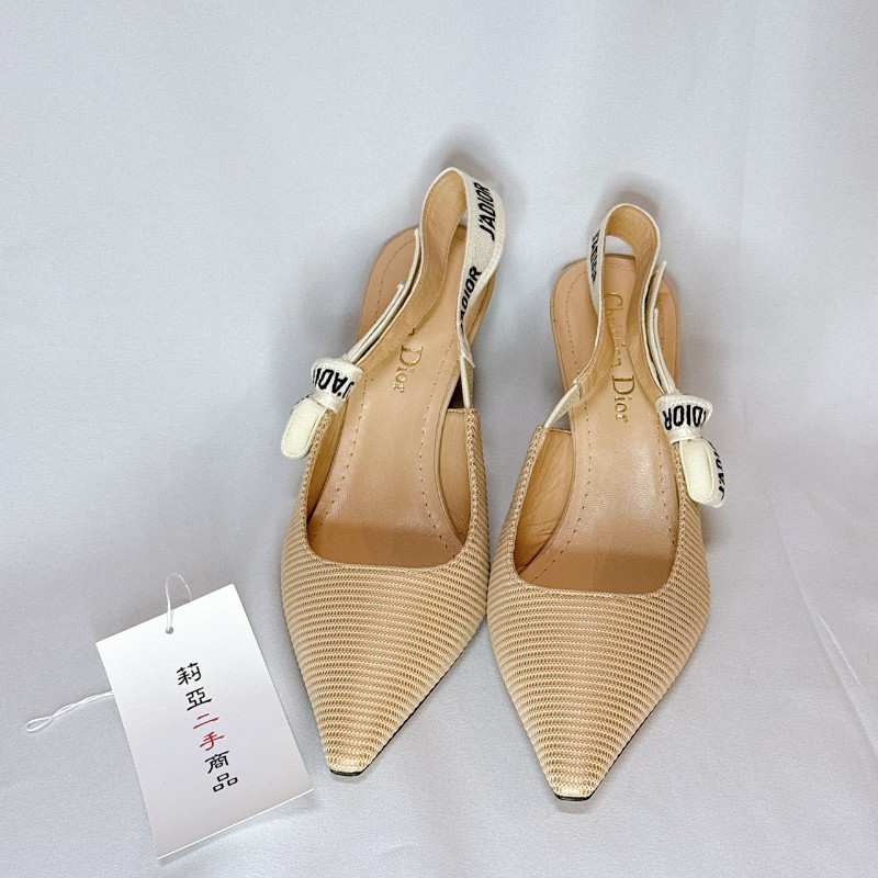 莉亞精品♡Dior 粉膚貓跟鞋 尺碼36.5 近新閒置-1