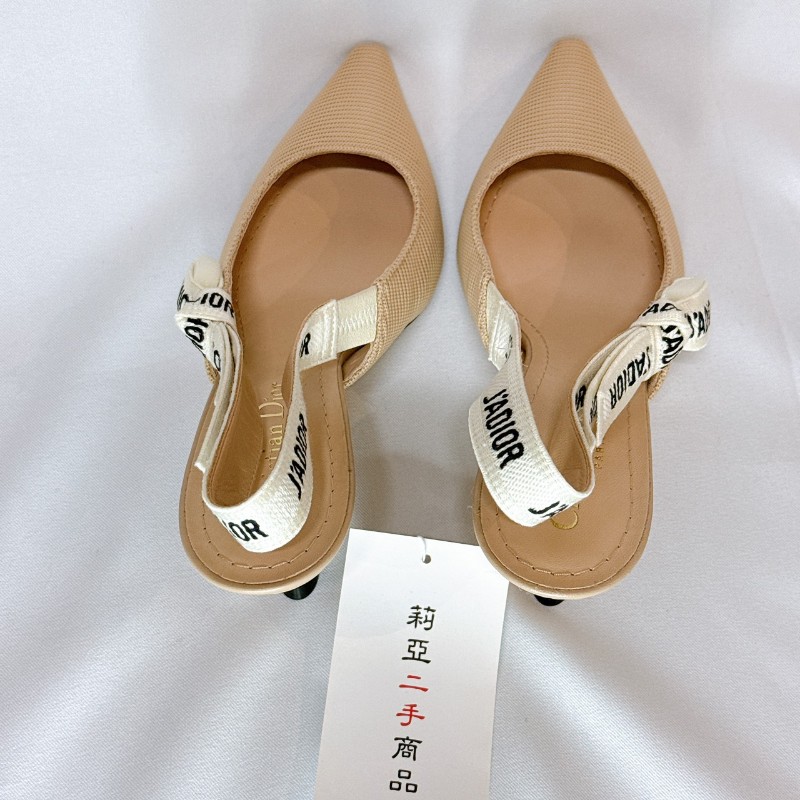 莉亞精品♡Dior 粉膚貓跟鞋 尺碼36.5 近新閒置-3
