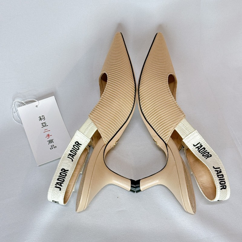 莉亞精品♡Dior 粉膚貓跟鞋 尺碼36.5 近新閒置-4