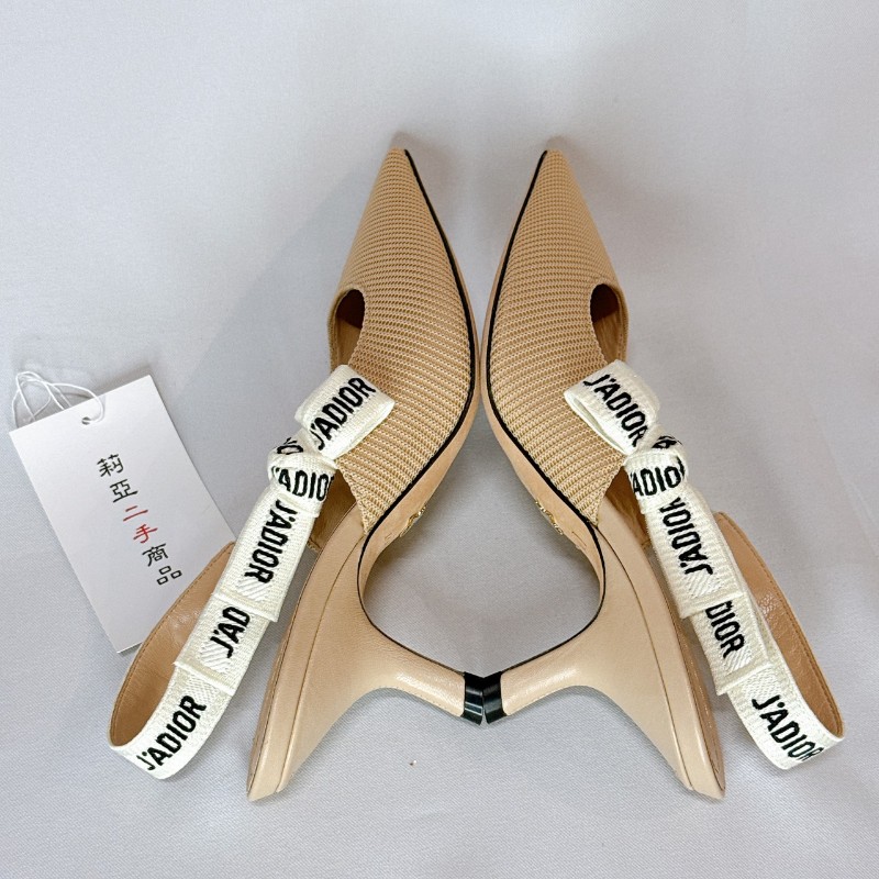 莉亞精品♡Dior 粉膚貓跟鞋 尺碼36.5 近新閒置-5