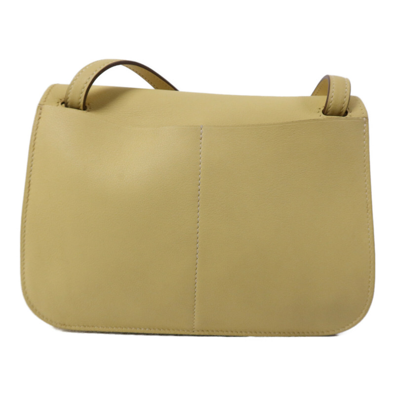 HERMES Swift皮革Mini Halzan銀扣手挽肩背兩用袋Jaune Poussin-1