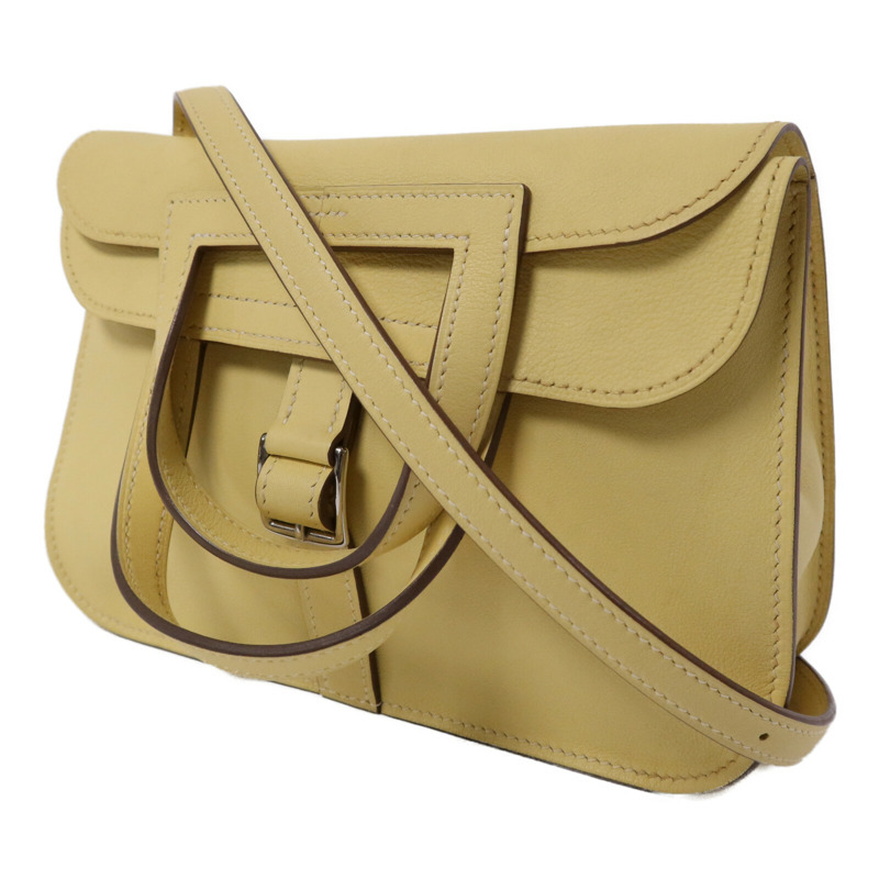 HERMES Swift皮革Mini Halzan銀扣手挽肩背兩用袋Jaune Poussin-2