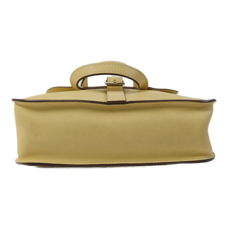 HERMES Swift皮革Mini Halzan銀扣手挽肩背兩用袋Jaune Poussin-3