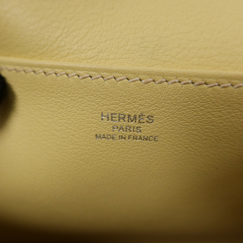 HERMES Swift皮革Mini Halzan銀扣手挽肩背兩用袋Jaune Poussin-5