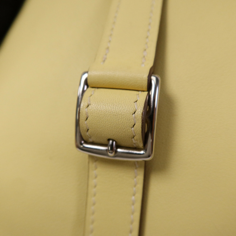 HERMES Swift皮革Mini Halzan銀扣手挽肩背兩用袋Jaune Poussin-6