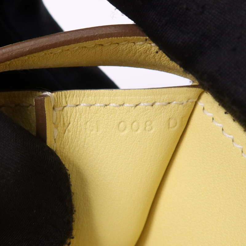 HERMES Swift皮革Mini Halzan銀扣手挽肩背兩用袋Jaune Poussin-7