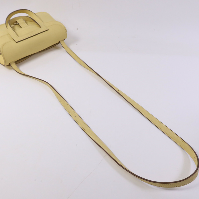 HERMES Swift皮革Mini Halzan銀扣手挽肩背兩用袋Jaune Poussin-8