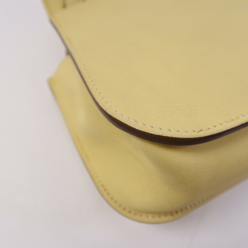 HERMES Swift皮革Mini Halzan銀扣手挽肩背兩用袋Jaune Poussin-11