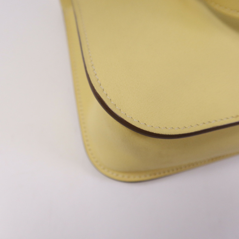 HERMES Swift皮革Mini Halzan銀扣手挽肩背兩用袋Jaune Poussin-13