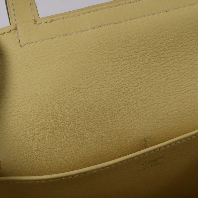 HERMES Swift皮革Mini Halzan銀扣手挽肩背兩用袋Jaune Poussin-14