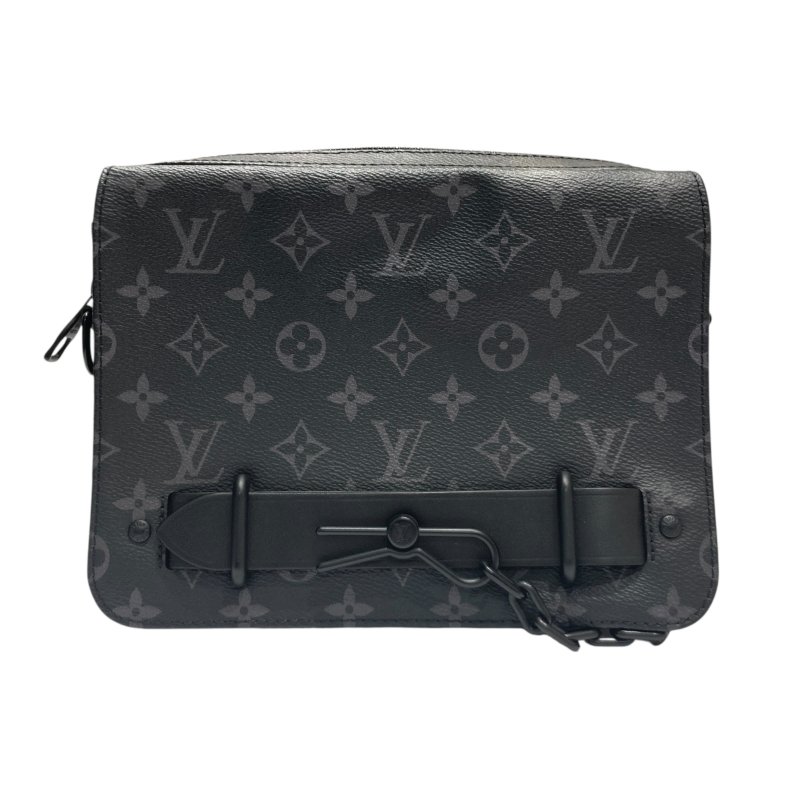 LOUIS VUITTON 路易威登 M45585 MONOGRAM ECLIPSE STEAMER MESSENGER 側背包 PVC帆布 老花 黑色-1