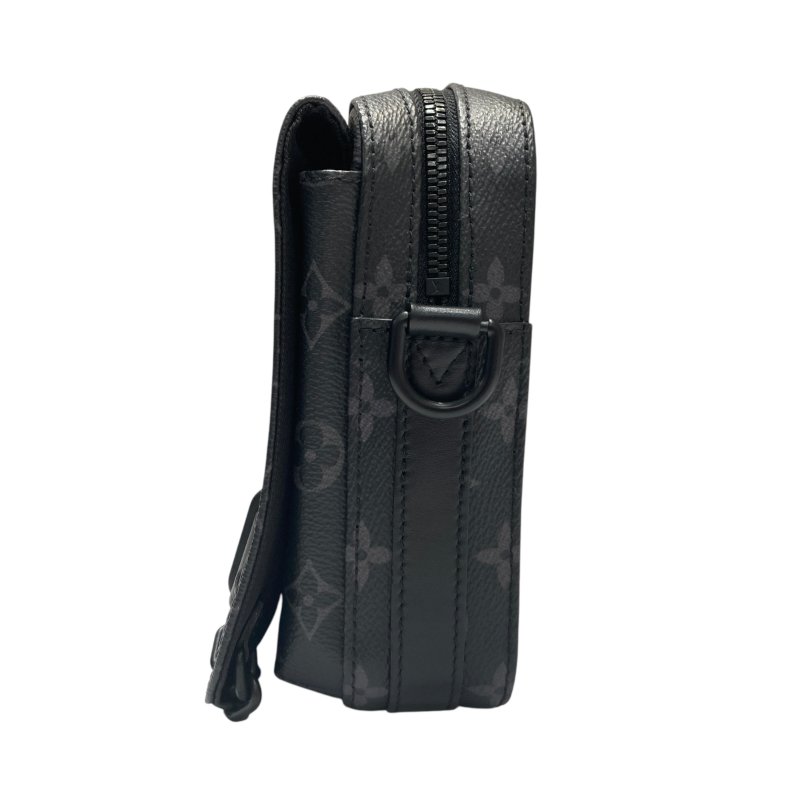 LOUIS VUITTON 路易威登 M45585 MONOGRAM ECLIPSE STEAMER MESSENGER 側背包 PVC帆布 老花 黑色-3