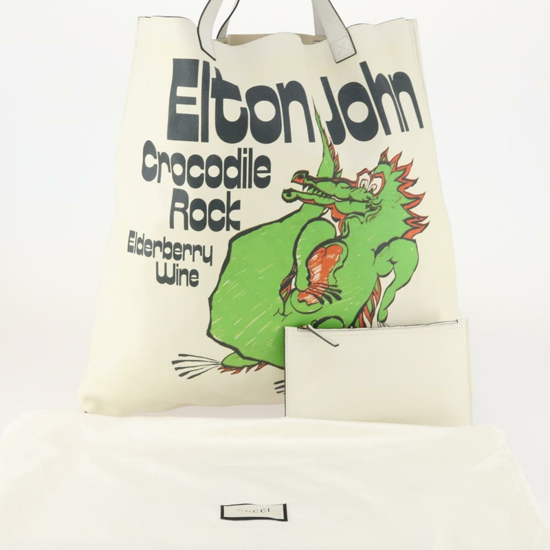 【日本直送】GUCCI Elton John 聯名系列手袋 白色皮革 512982 正品 YKZ744A-11