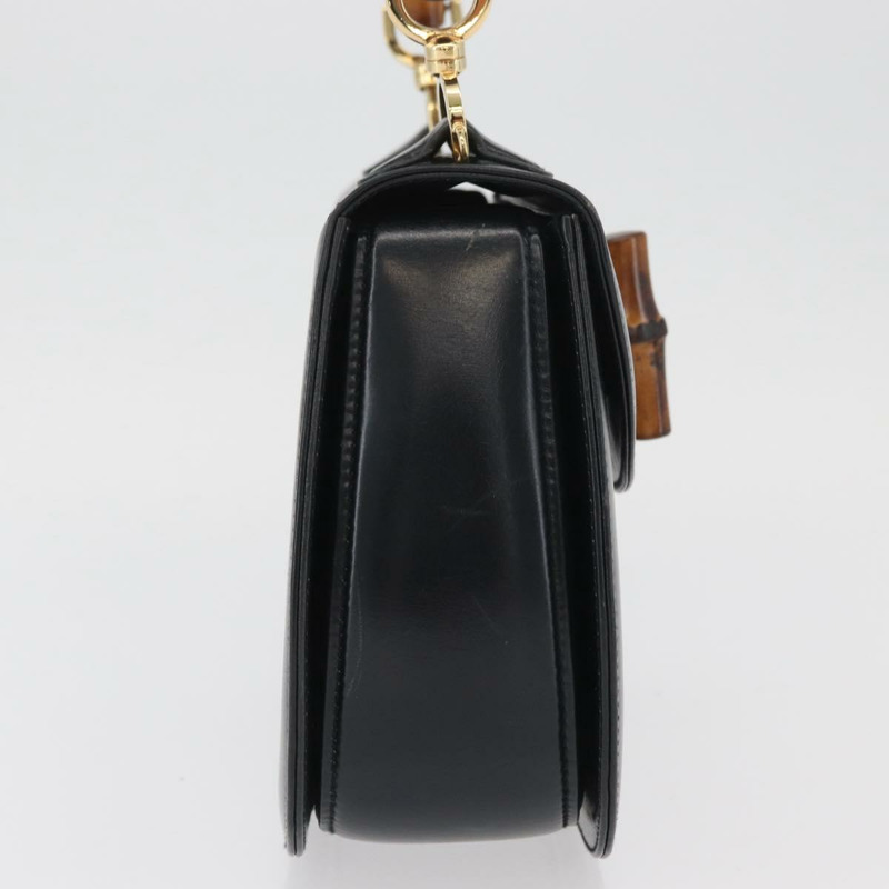 【日本直送】GUCCI 竹節手提包 皮革 黑色 金色 000 1781 0633 正品 BAZ077A-4
