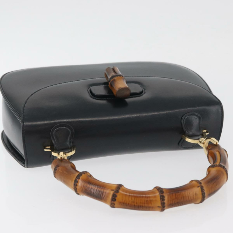 【日本直送】GUCCI 竹節手提包 皮革 黑色 金色 000 1781 0633 正品 BAZ077A-6