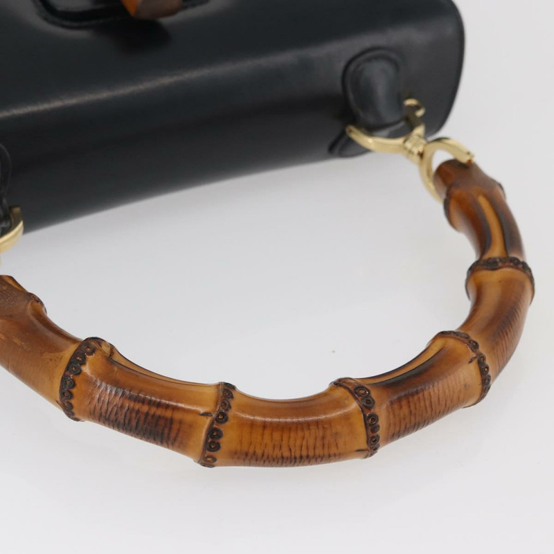【日本直送】GUCCI 竹節手提包 皮革 黑色 金色 000 1781 0633 正品 BAZ077A-7