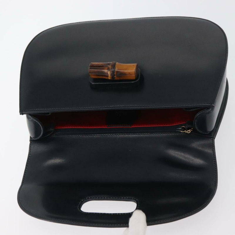 【日本直送】GUCCI 竹節手提包 皮革 黑色 金色 000 1781 0633 正品 BAZ077A-8