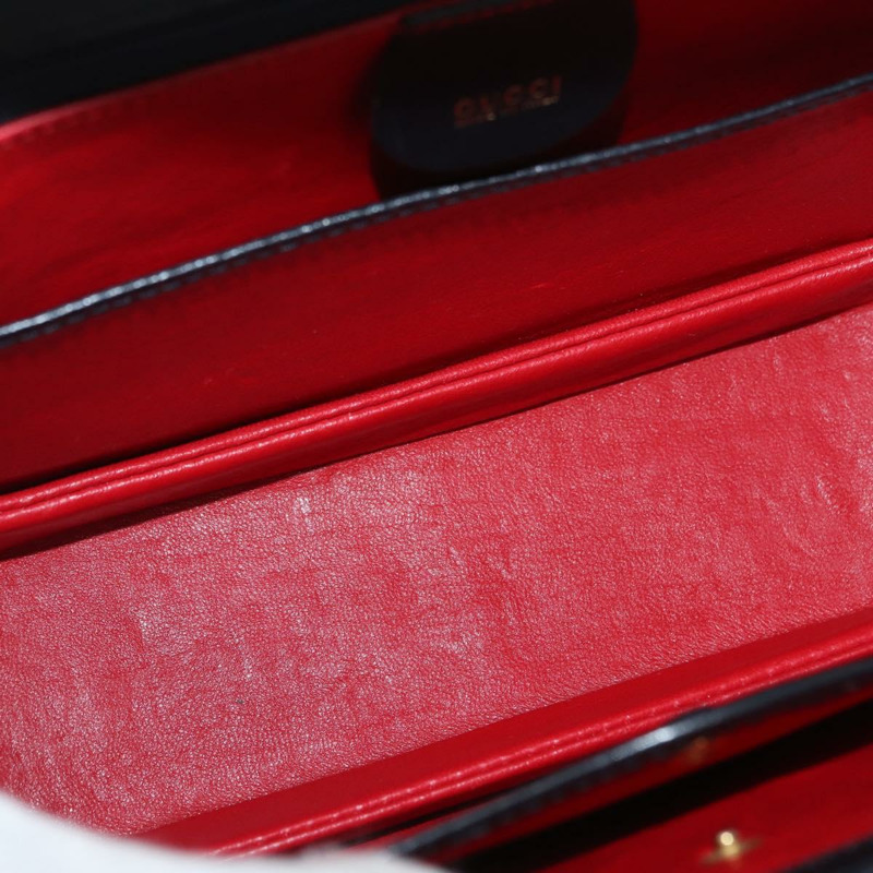 【日本直送】GUCCI 竹節手提包 皮革 黑色 金色 000 1781 0633 正品 BAZ077A-9