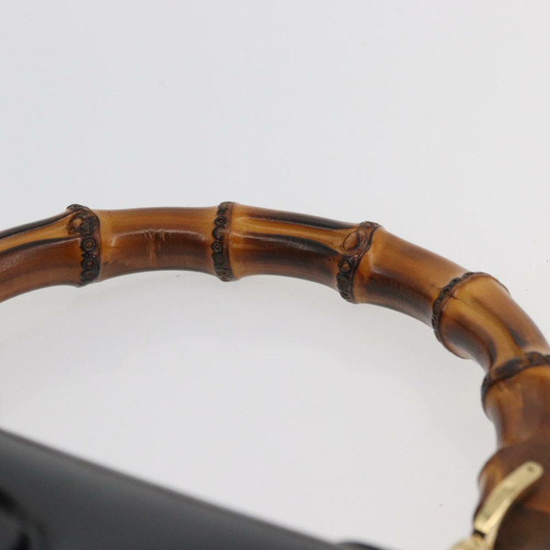 【日本直送】GUCCI 竹節手提包 皮革 黑色 金色 000 1781 0633 正品 BAZ077A-13