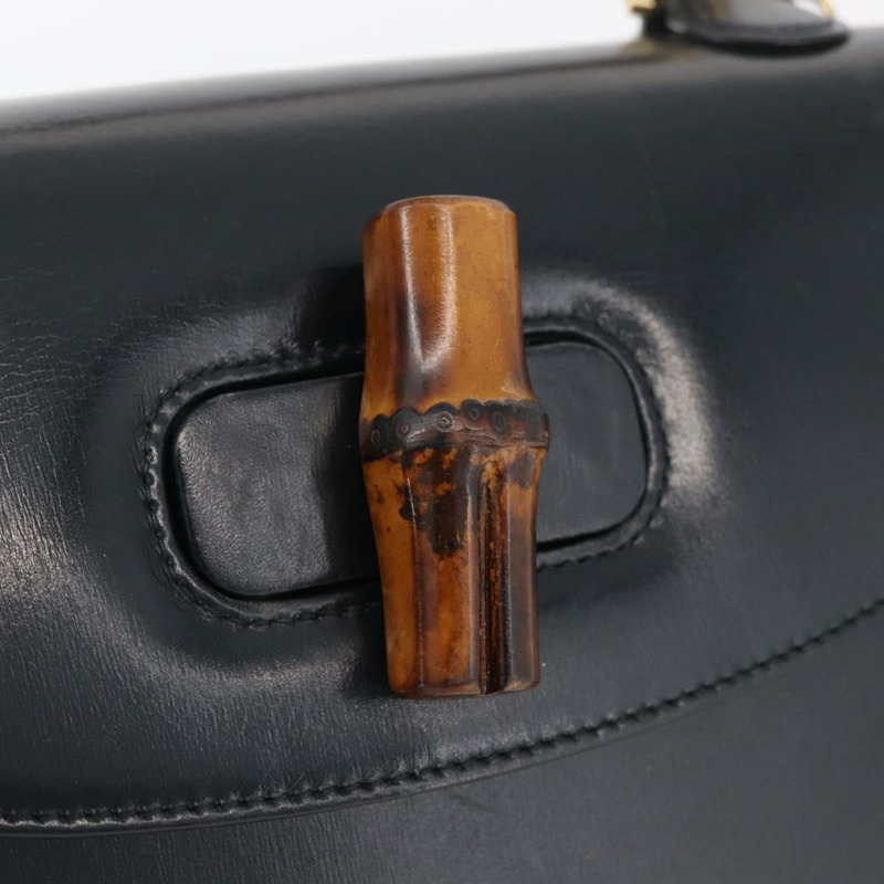 【日本直送】GUCCI 竹節手提包 皮革 黑色 金色 000 1781 0633 正品 BAZ077A-18