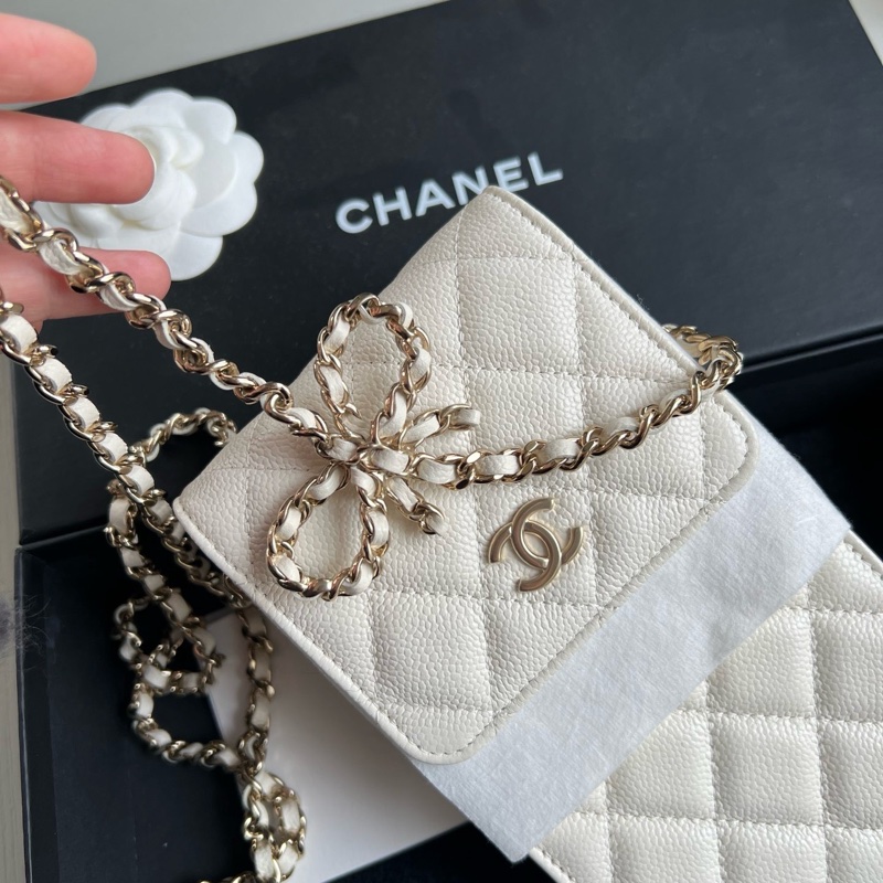Chanel 23s春夏蝴蝶結荔枝紋牛皮手機包,尺寸約10*18cm。。-8