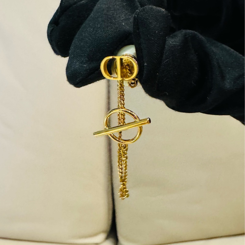 Dior 迪奧CD金色珍珠耳環/垂墜耳環/95新美品-2