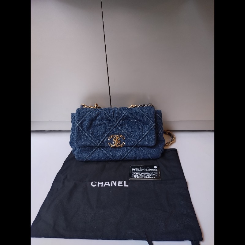 Chanel 鍊帶藍色丹寧布19包 26-4