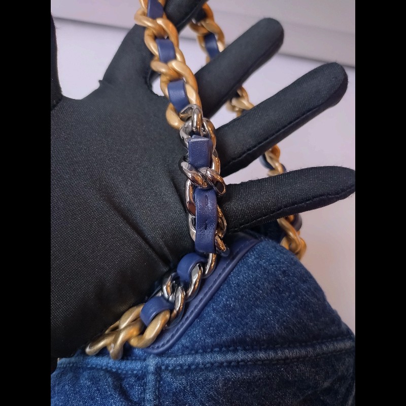 Chanel 鍊帶藍色丹寧布19包 26-21