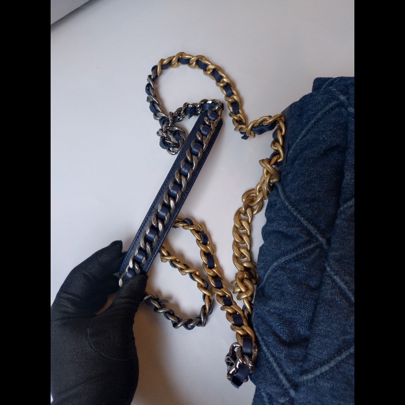 Chanel 鍊帶藍色丹寧布19包 26-24