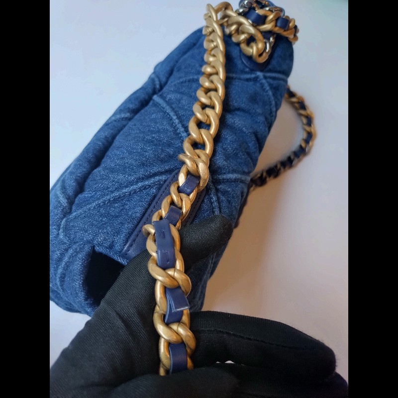 Chanel 鍊帶藍色丹寧布19包 26-25